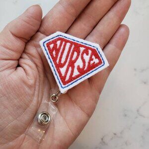 Superman Nurse Badge Reels, Nurse Retractable ID Badge Clips NWT handmade